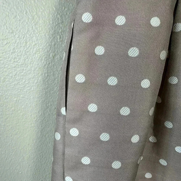 Eliza J Polka Dot Tulip Dress Taupe White Size 8 - Picture 6 of 9